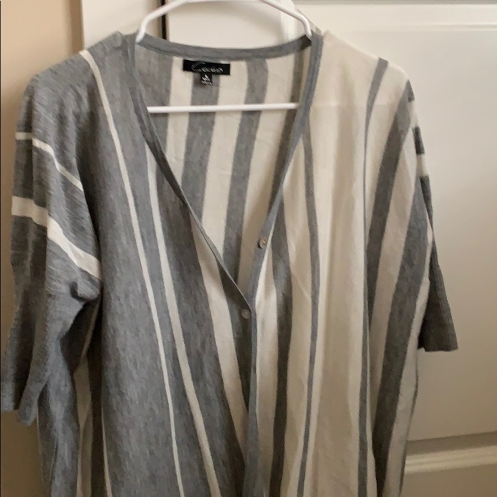 Gray/white striped shirt